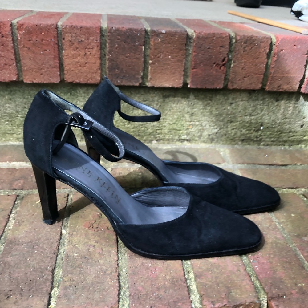 Ann Klein Stylish Black Velvet Heeled Sandals 👡🖤👡
